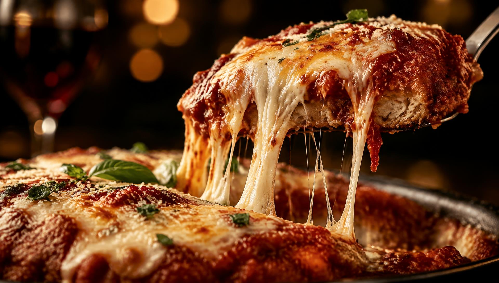 Parmegiana premium com queijo derretido